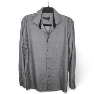NWOT Nine West Men's Monochrome Checkered Dress Shirt Size S SlimFit